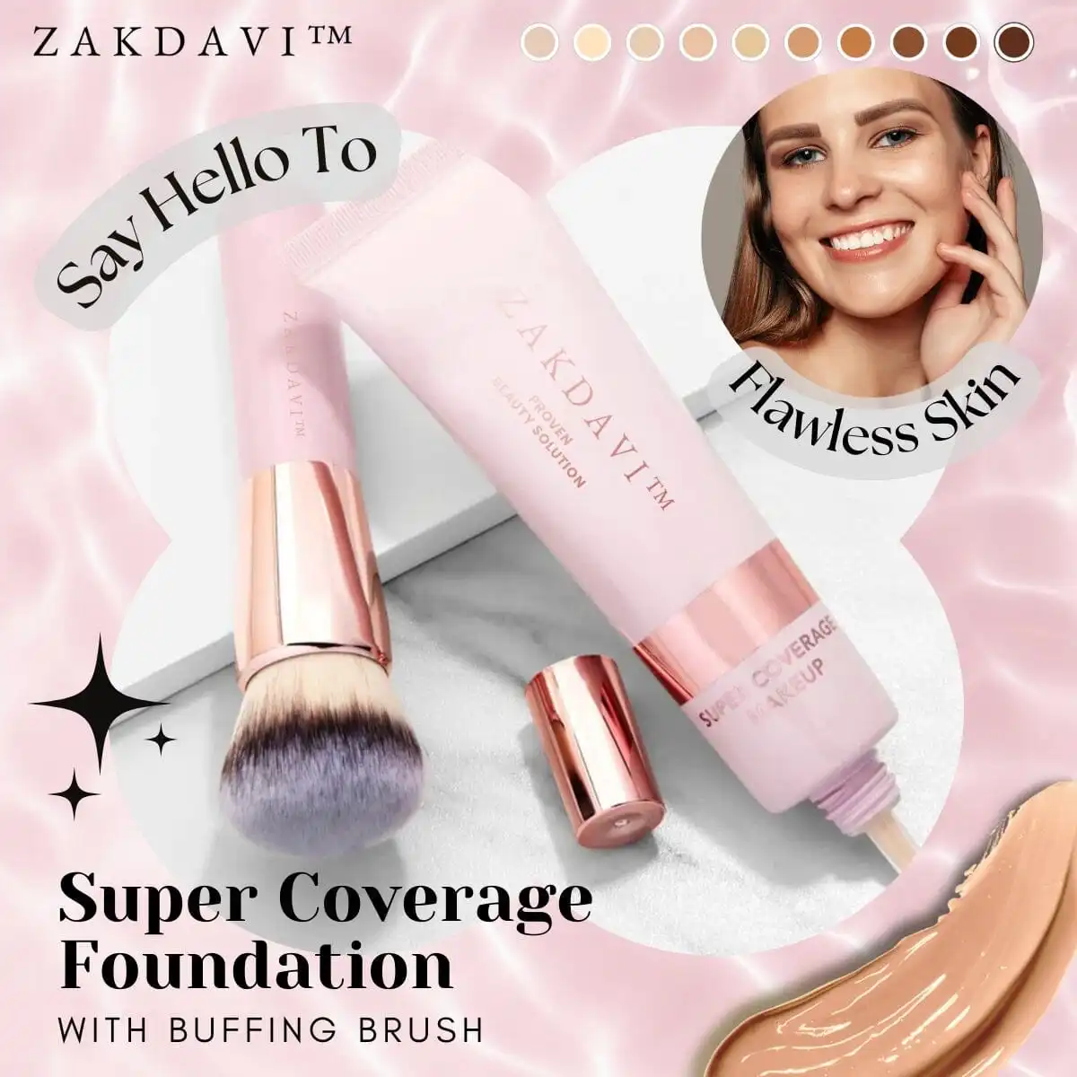 Zakdavi Super Coverage Foundation with Buffing Brush - Image 14