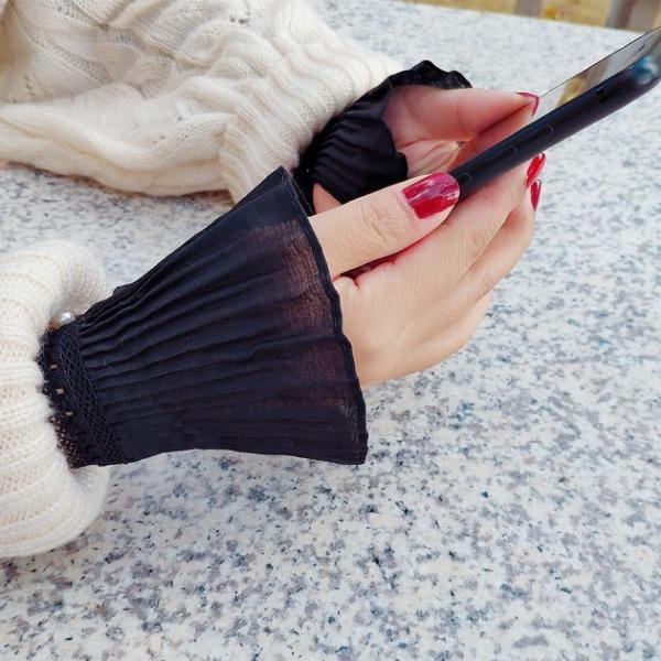 2Pcs/Pair Women Floral Lace Pleated Fake Sleeves - Image 3