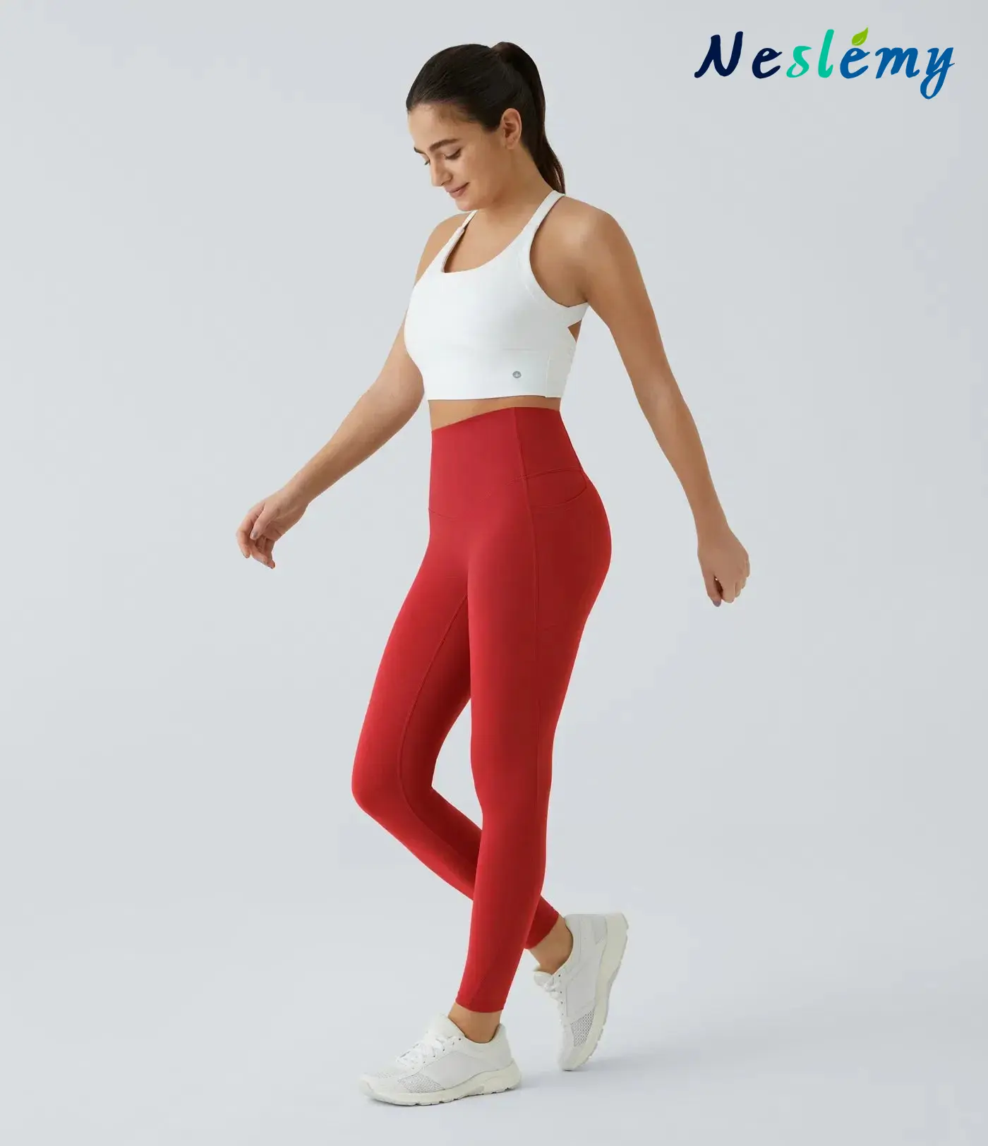 High Waisted Waist Shaping Pocket Shaping Training Leggings - Image 12