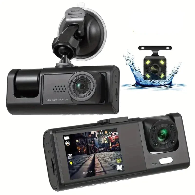 Three-Channel Dash Cam with IR Night Vision & G-Sensor - Image 2