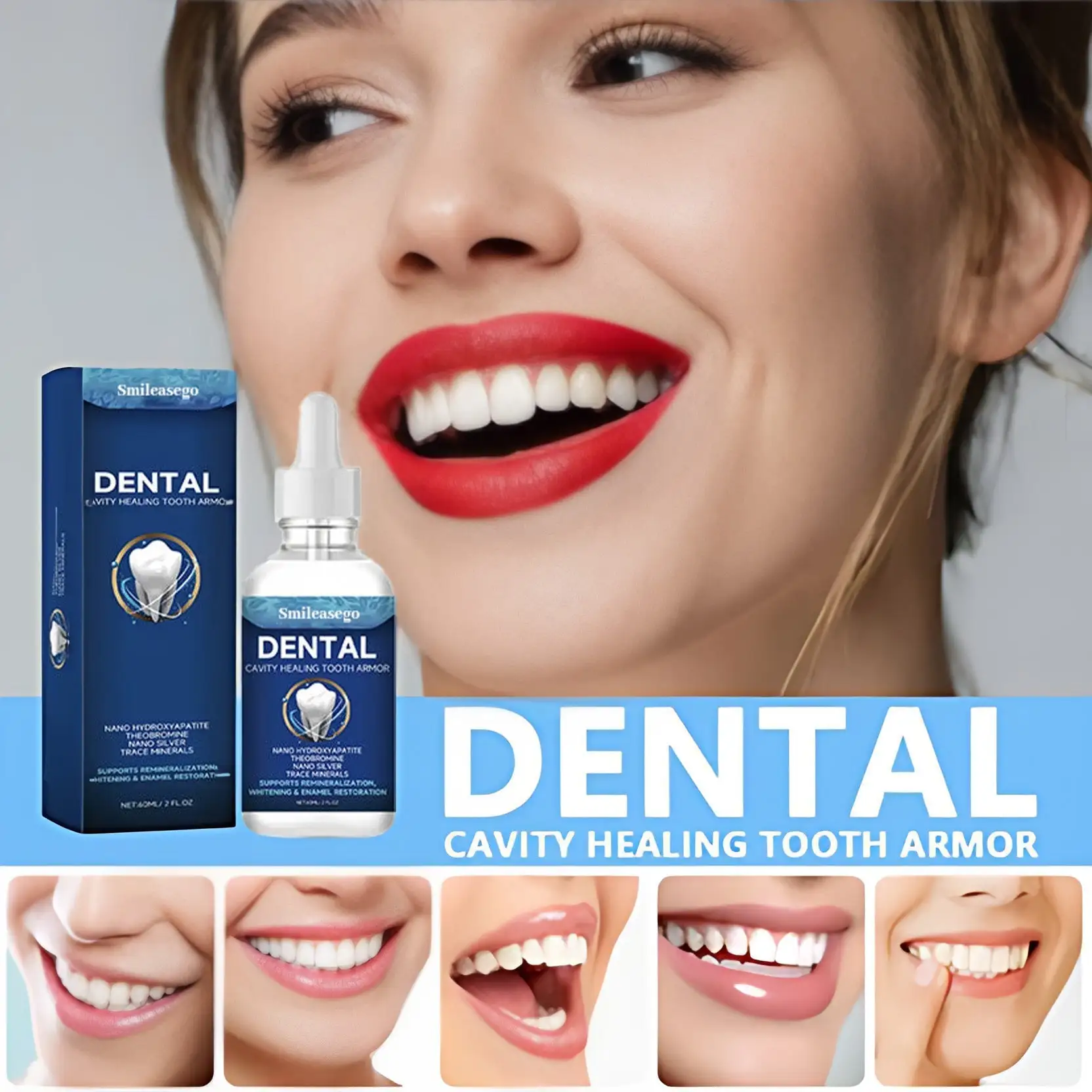 Smileasego Fluoride-Free Hydroxyapatite Tooth Armor Drops & Enamel Repair, Whitening