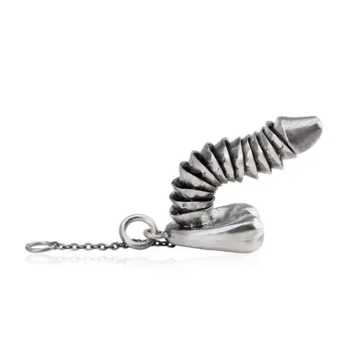 925 Sterling Silver Pullable Penis Pendant - Image 7