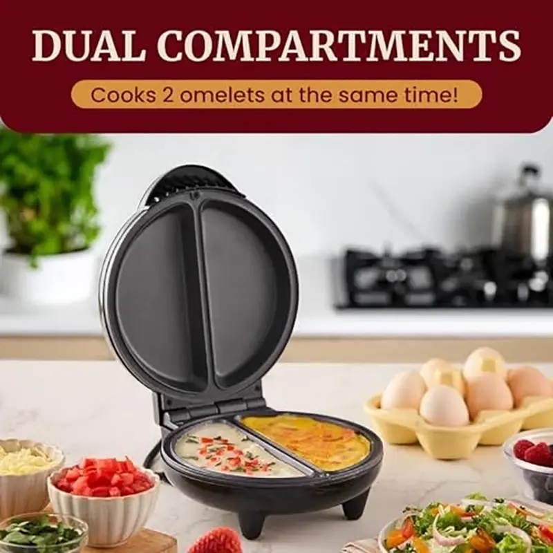 Non-Stick Dual Omelet & Frittata Maker with Cool Touch Handle - Image 2