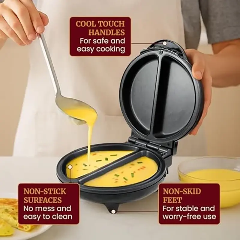 Non-Stick Dual Omelet & Frittata Maker with Cool Touch Handle - Image 3