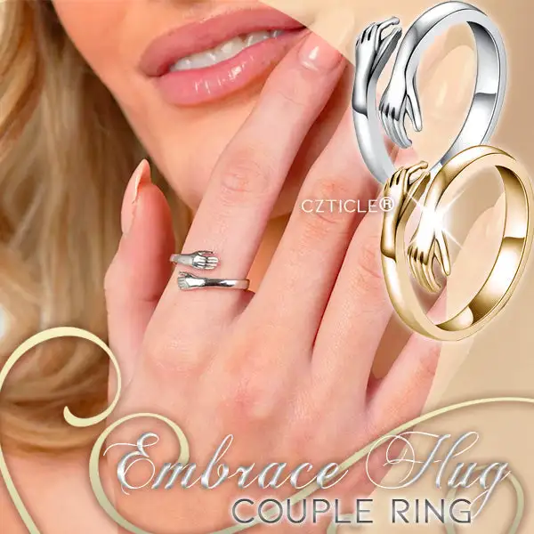 Embrace Hug Couple Ring (1Pair) - Image 2