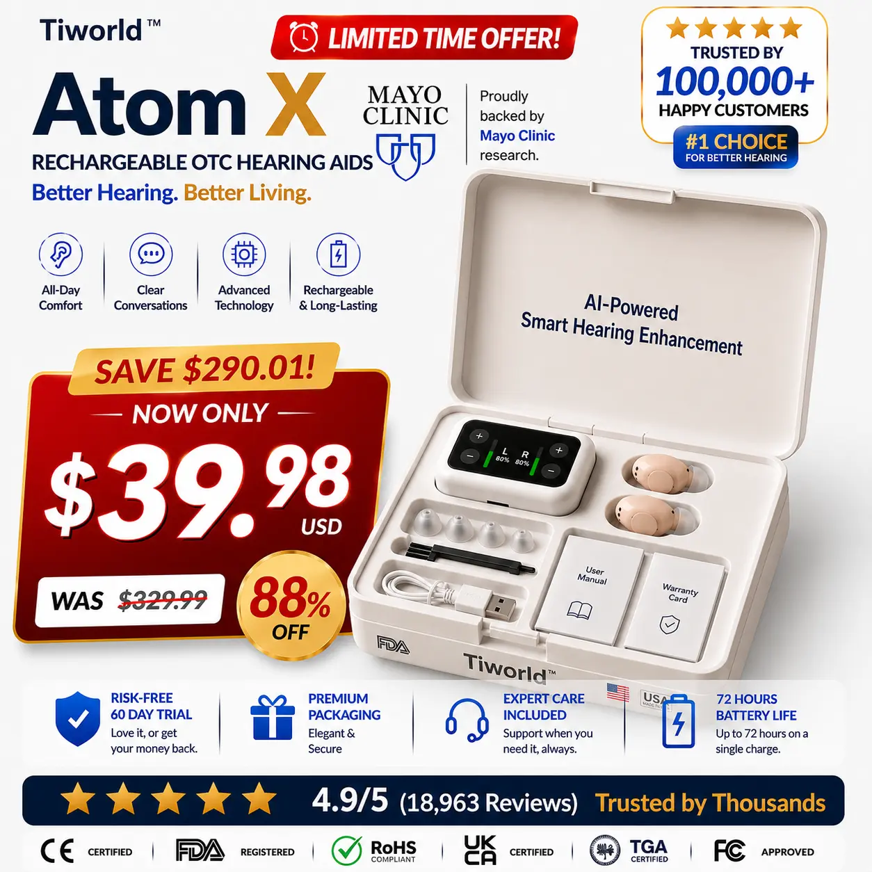Atom X Smart Hearing Aids
