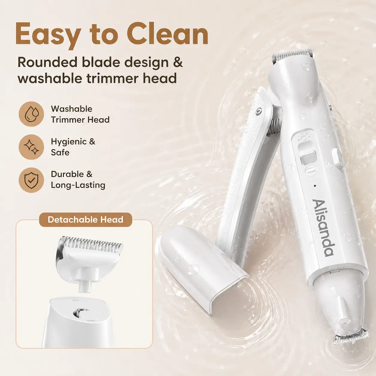 Alisanda 2-in-1 Dog Nail Clipper & Paw Hair Trimmer Kit with LED Light – Rechargeable Low-Noise Pet Grooming Tool for Dogs & Cats - Image 8
