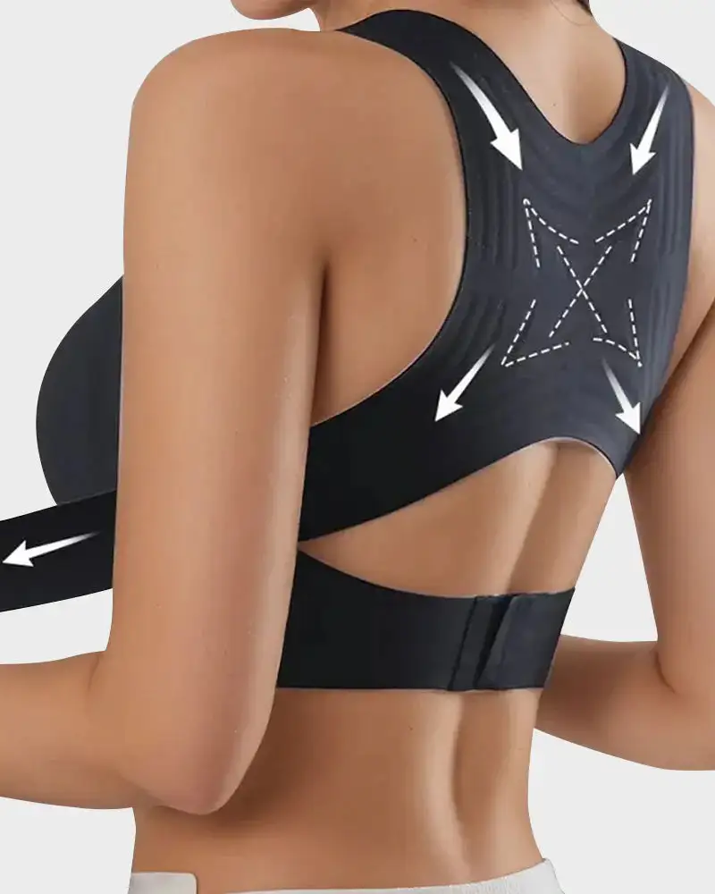 Cross Back Front Closure Wireless Posture Support Bra - Image 5