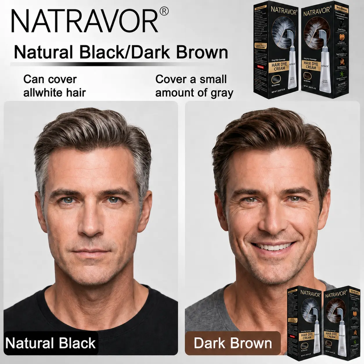 NATRAVOR Comb - In Hair DyeCream for Gray Coverage - Natural Black & Dark Brown - Image 7