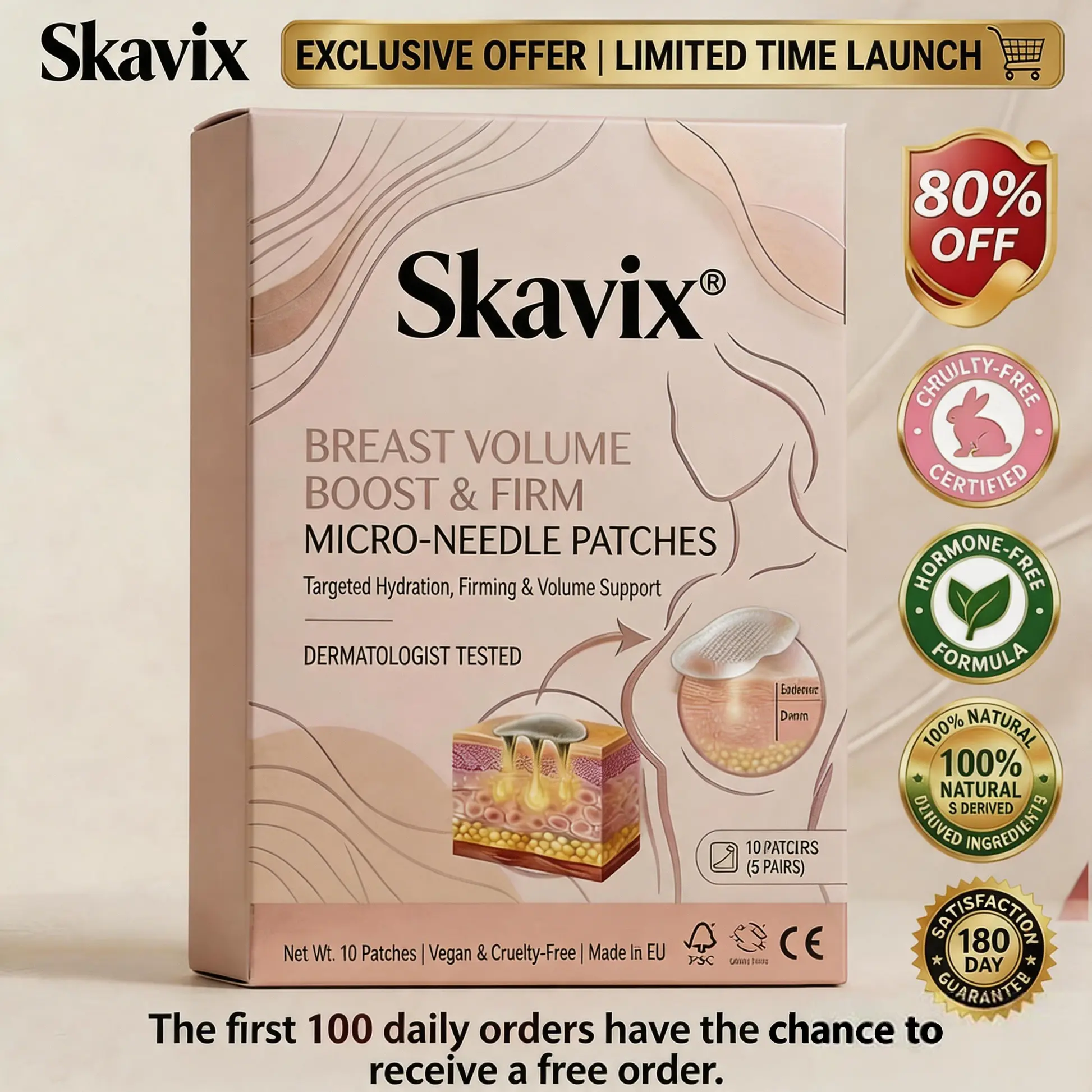 Skavix Targeted Breast Enhancement Advanced Nano-Microneedle Patches