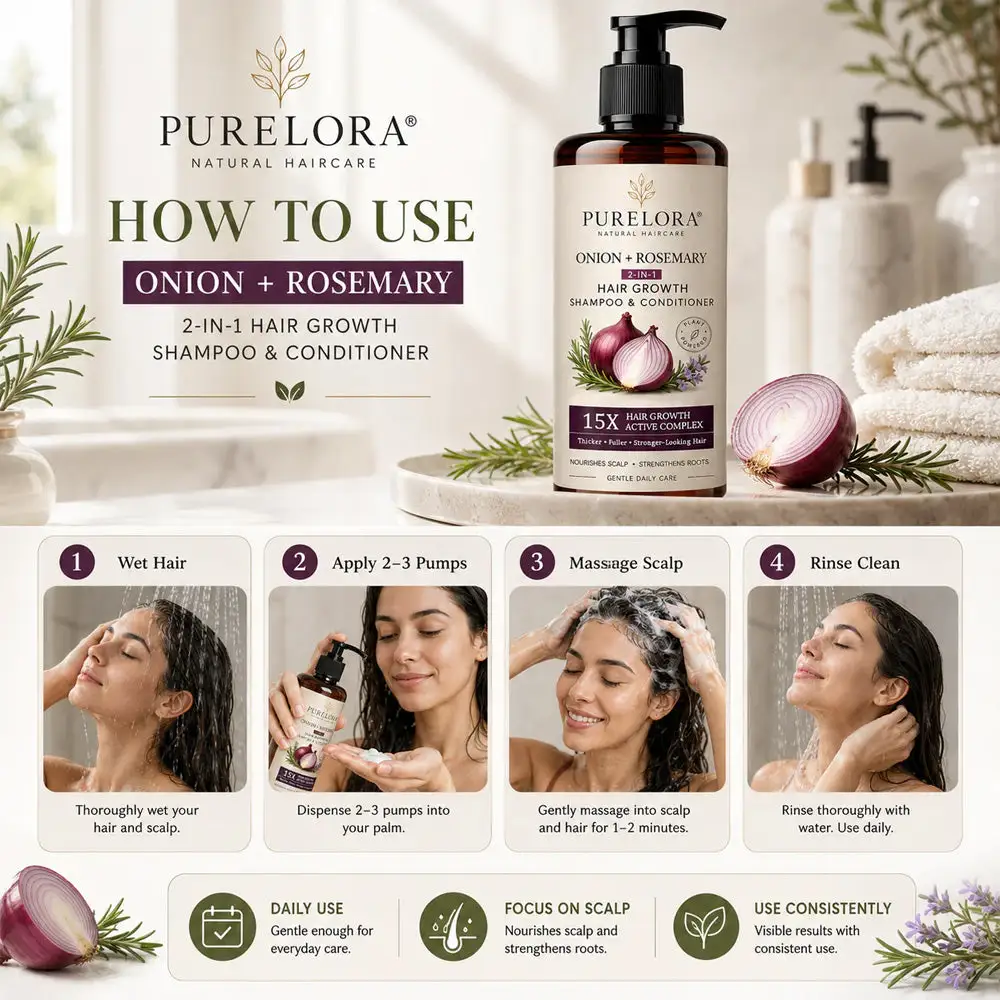 Onion & Rosemary 2-in-1 Shampoo & Conditioner with 15X Active Complex for Hair Growth - Image 16