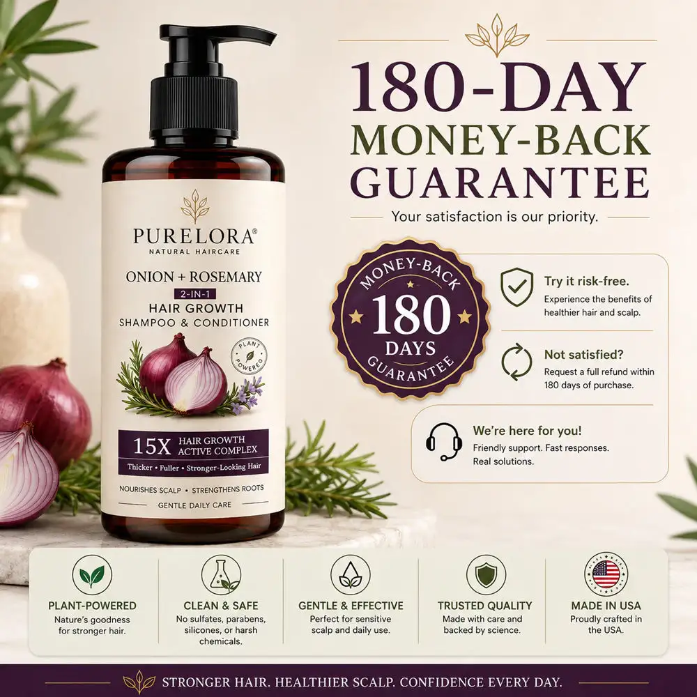 Onion & Rosemary 2-in-1 Shampoo & Conditioner with 15X Active Complex for Hair Growth - Image 18